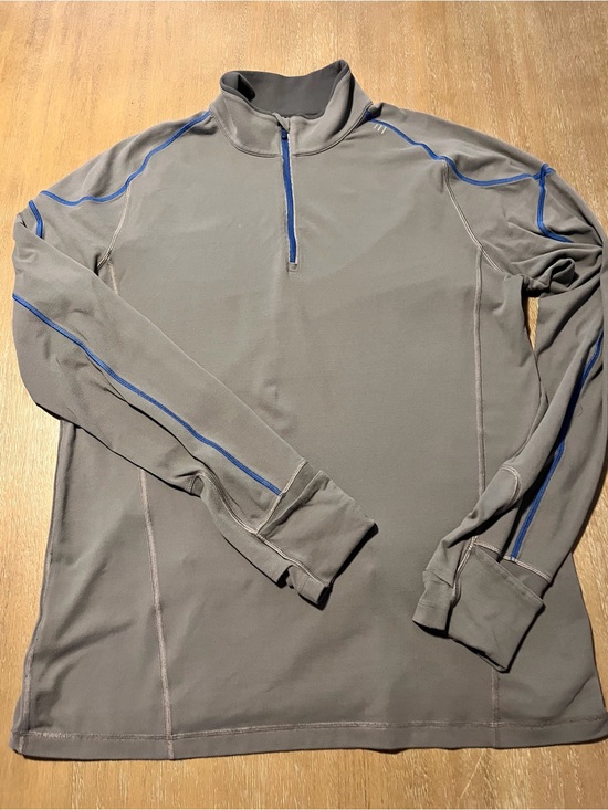 lululemon athletica Other - Lululemon Men's Large Grey Long Sleeve 1/4 Zip Pullover Top with Blue Trim